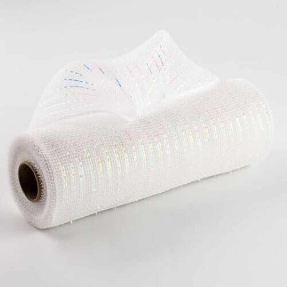 Poly Deco Mesh Wide Foil Iridescent White 10: x‎ 10 Yards
